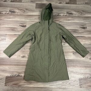 L.L. Bean Women's H2OFF Raincoat PrimaLoft-Lined Green Long Coat Size Medium